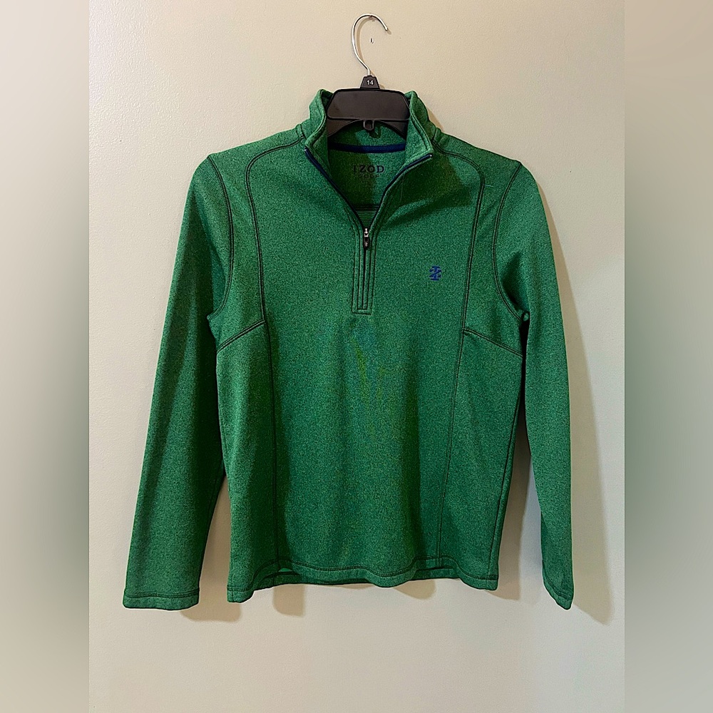 Izod Golf Sweater Green Soft Advantage Performance Stretch 1/4 Zip Men's S